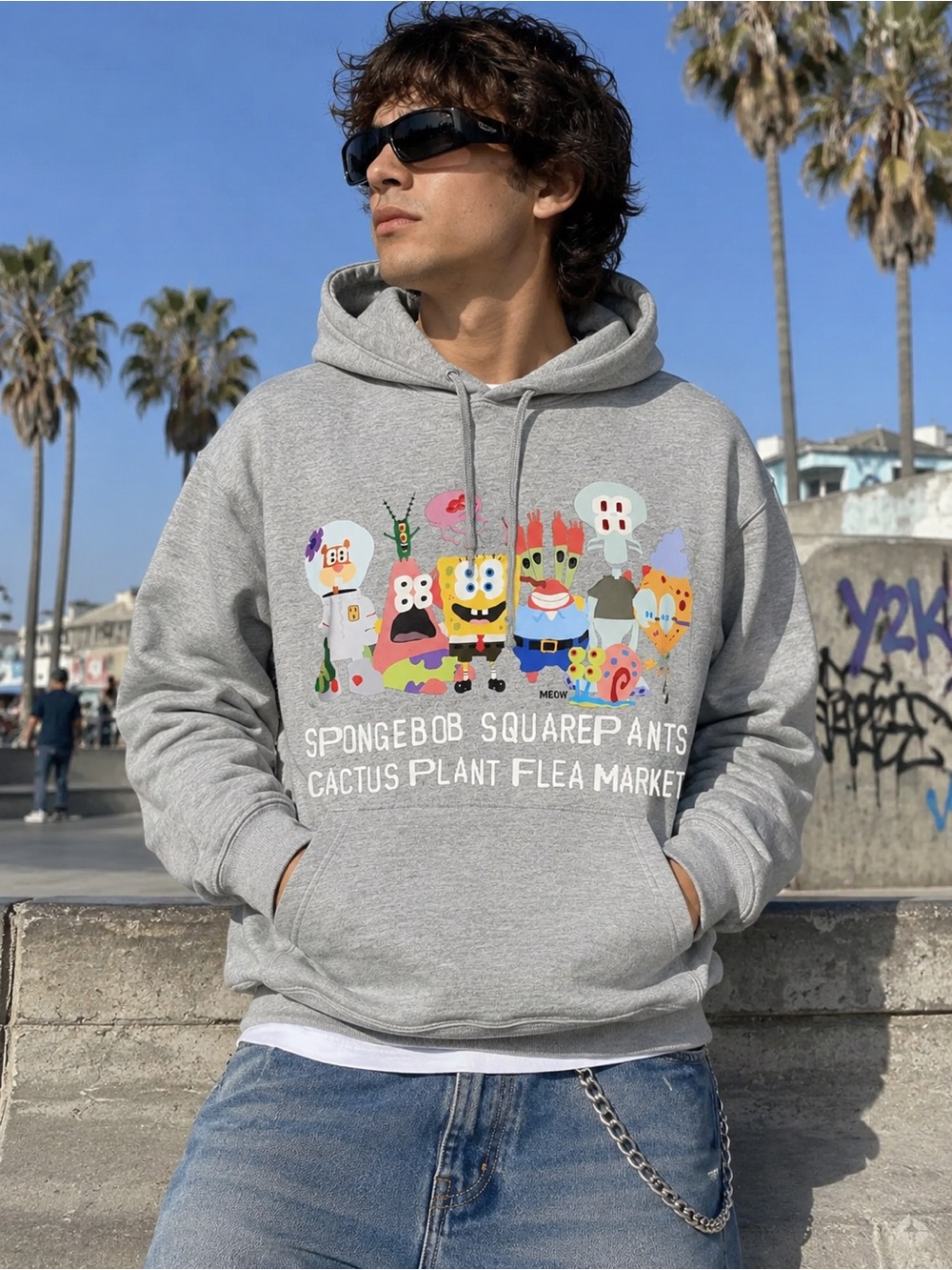 Uniqlo x CPFM SpongeBob SquarePants Hoodie Gray Cactus Plant Flea Market Unisex